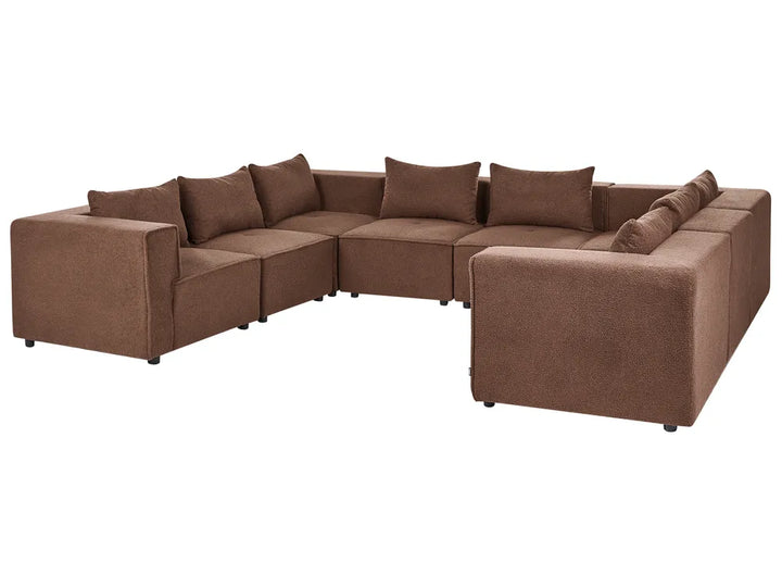 Modular U-Shape Sofa 8 Seater Brown Boucle Adalynn