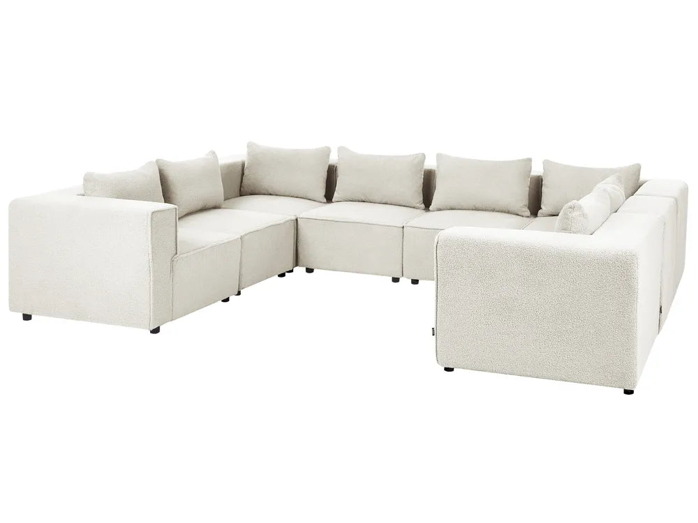 Modular U-Shape Sofa 8 Seater Off-White Boucle Adalynn