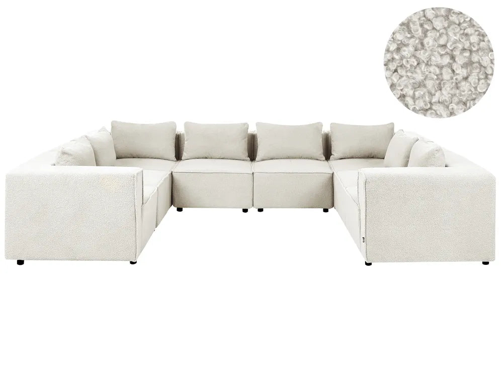 Modular U-Shape Sofa 8 Seater Off-White Boucle Adalynn