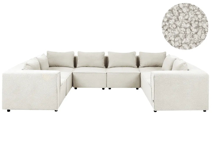 Modular U-Shape Sofa 8 Seater Off-White Boucle Adalynn