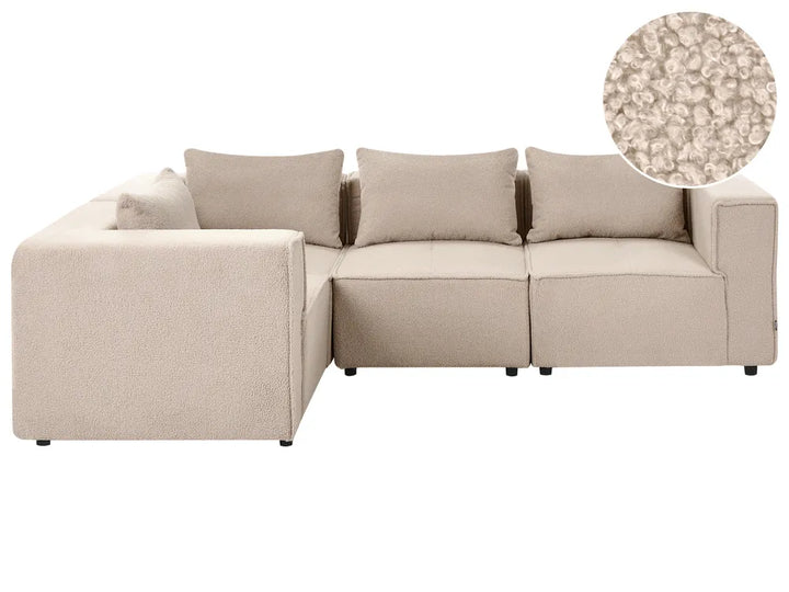Modular Corner Sofa 4 Seater Right Hand Beige Boucle Adalynn