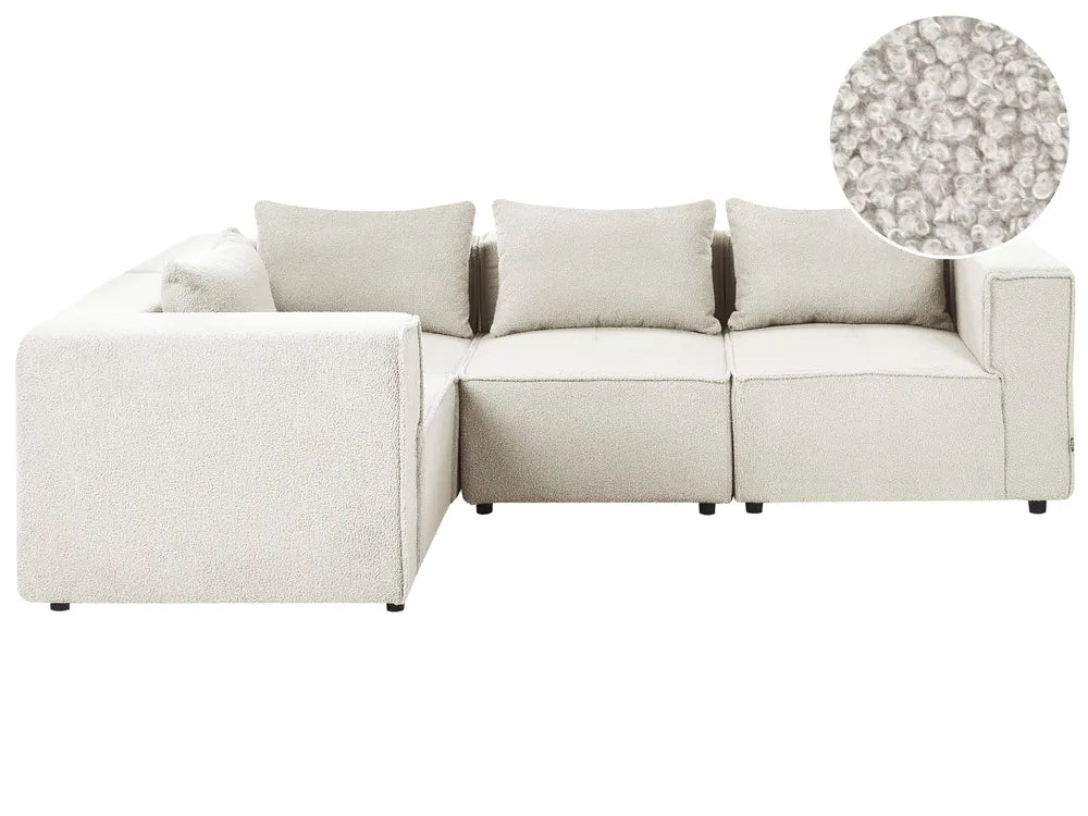 Modular Corner Sofa 4 Seater Right Hand Off-White Boucle Adalynn