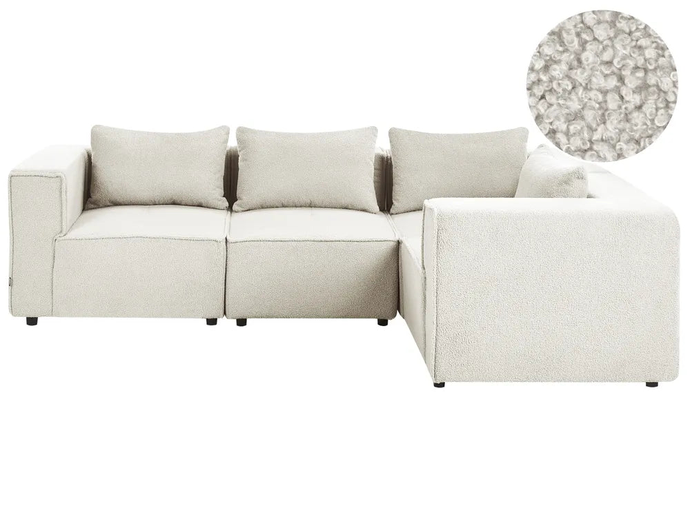 Modular Corner Sofa 4 Seater Left Hand Off-White Boucle Adalynn