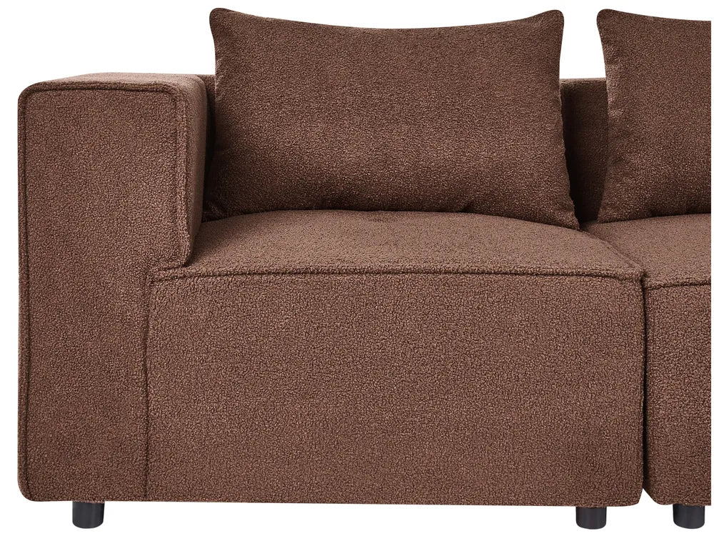 Modular Corner Sofa 4 Seater Left Hand Brown Boucle Adalynn