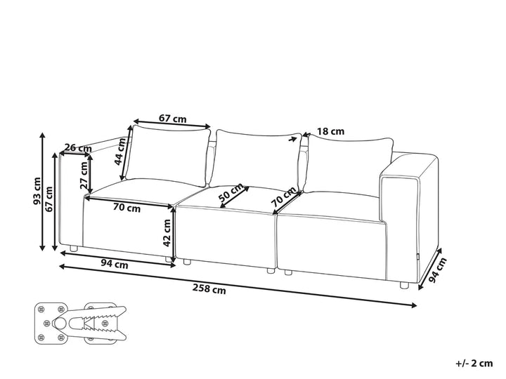 Modular Sofa 3 Seater Brown Boucle Adalynn