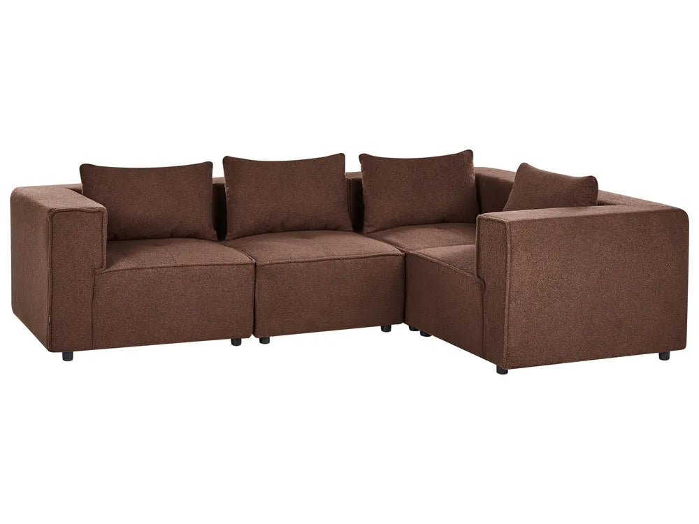Modular Corner Sofa 4 Seater Left Hand Brown Boucle Adalynn