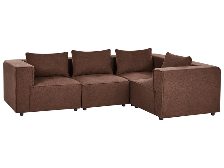 Modular Corner Sofa 4 Seater Left Hand Brown Boucle Adalynn