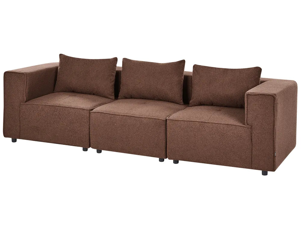 Modular Sofa 3 Seater Brown Boucle Adalynn