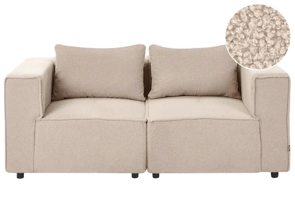 Modular Sofa 2 Seater Beige Boucle Adalynn