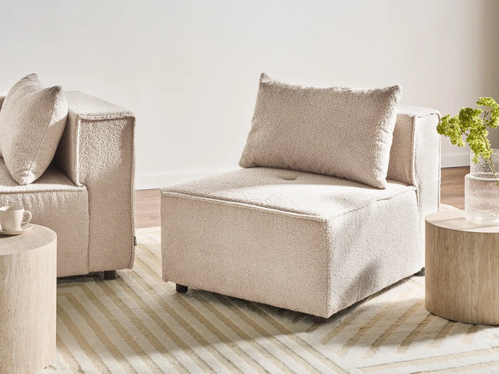 1-Seat Section Beige Boucle Adalynn