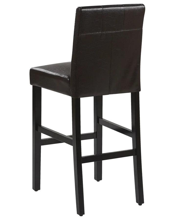 Black bar stool with leather seat on a white background