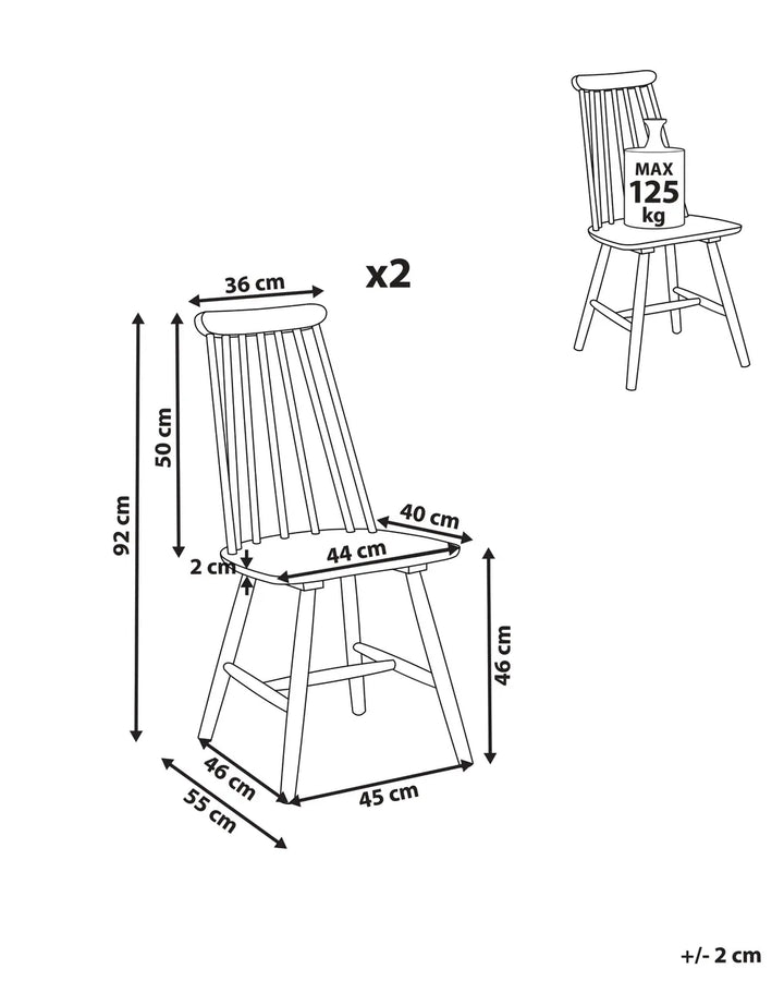 Set of 2 Dining Chairs Wood Brown Jalanda