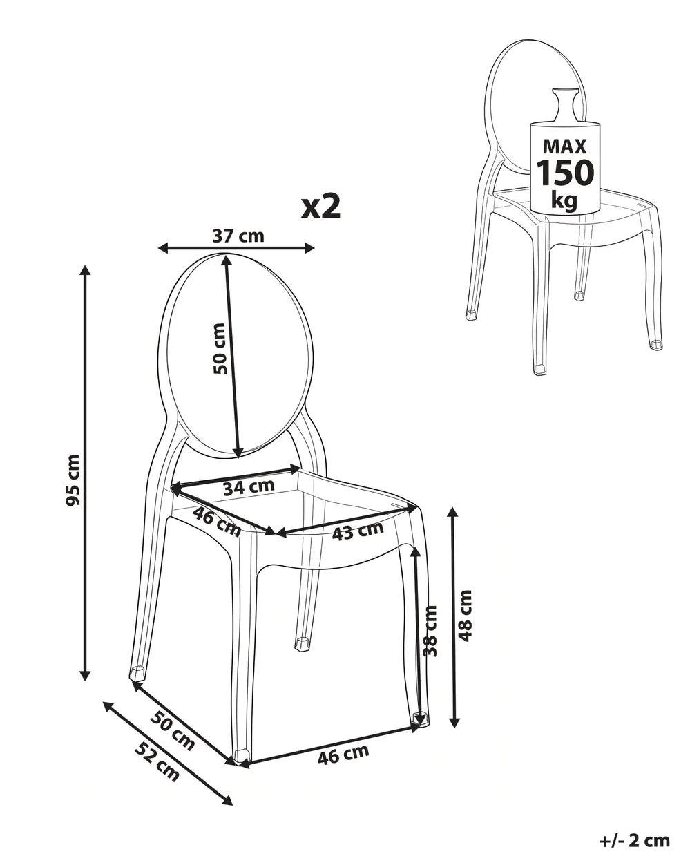 Set of 2 Dining Chairs Transparent Robeson