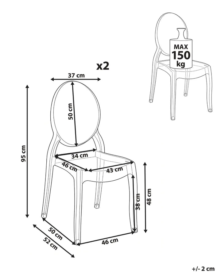 Set of 2 Dining Chairs Transparent Robeson