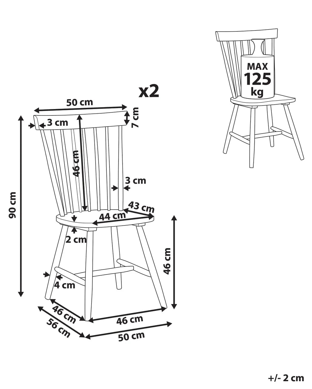 Set of 2 Dining Chairs Wood Black Chelsea
