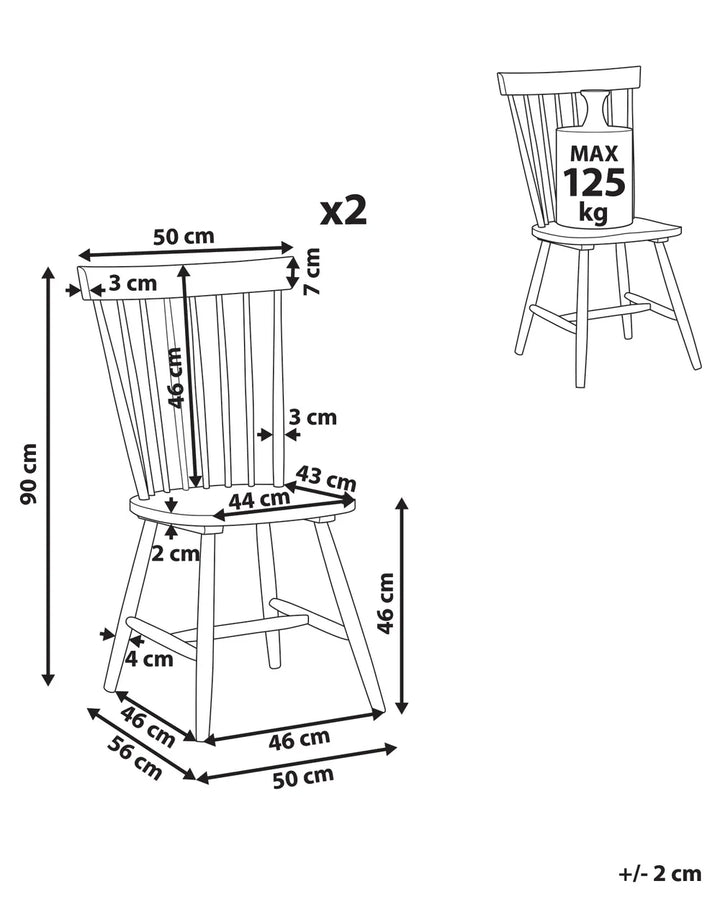 Set of 2 Dining Chairs Wood Black Chelsea