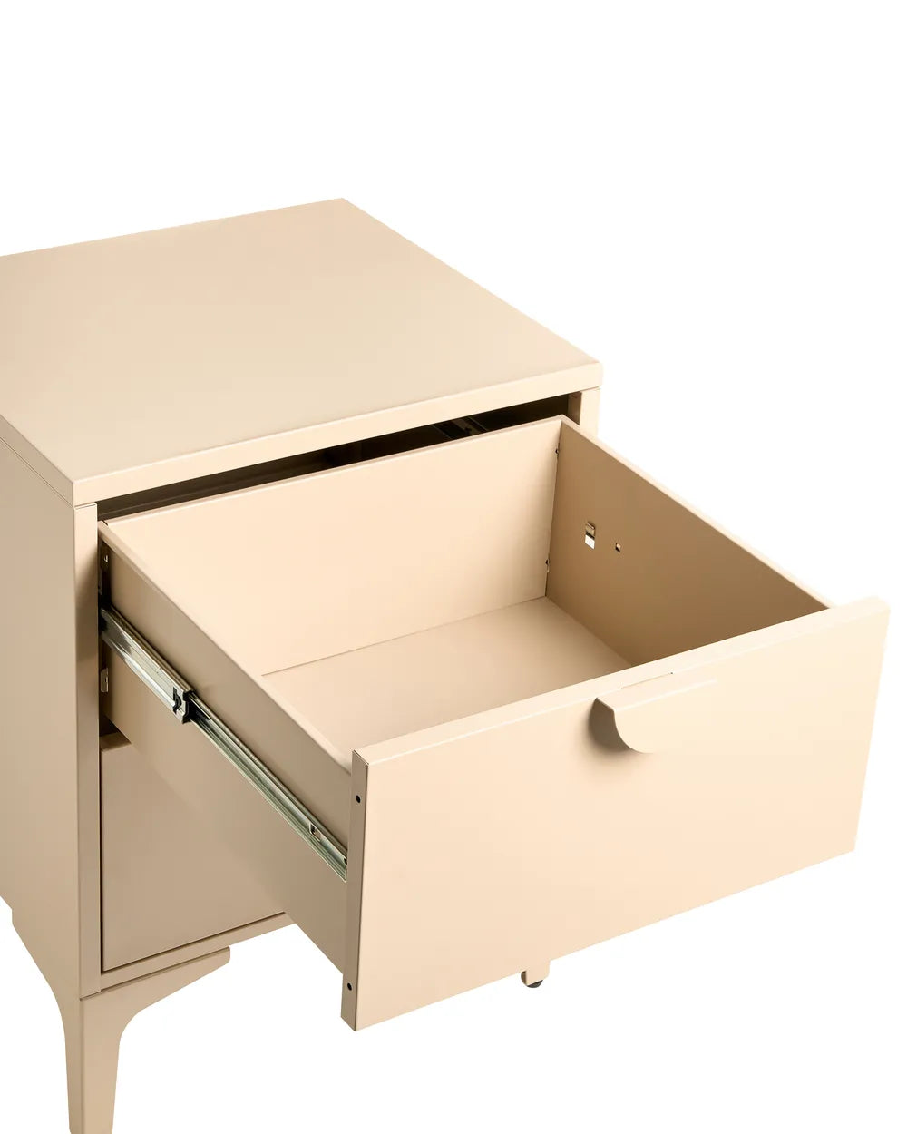2 Drawer Bedside Table Metal Beige Reshelle
