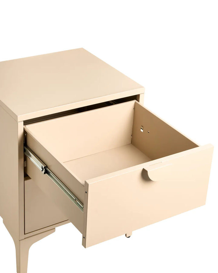 2 Drawer Bedside Table Metal Beige Reshelle