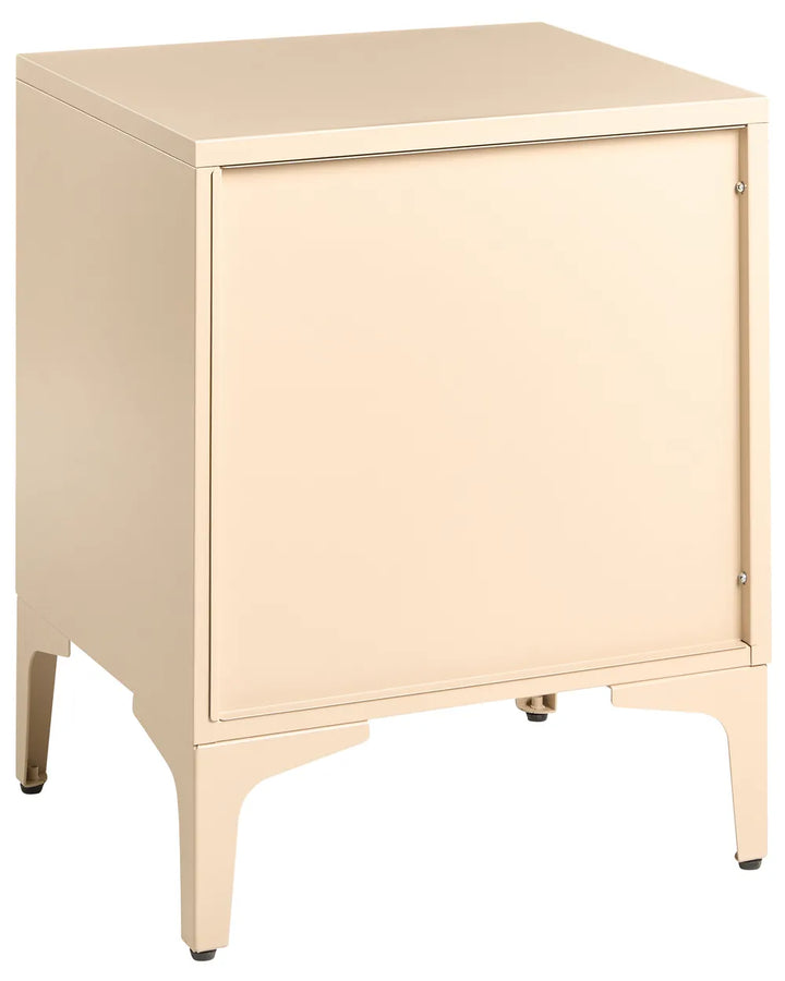 2 Drawer Bedside Table Metal Beige Reshelle