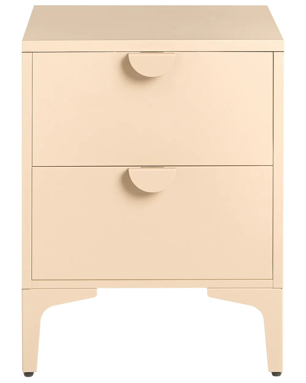 2 Drawer Bedside Table Metal Beige Reshelle