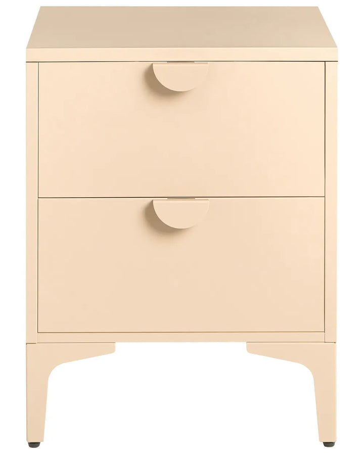 2 Drawer Bedside Table Metal Beige Reshelle