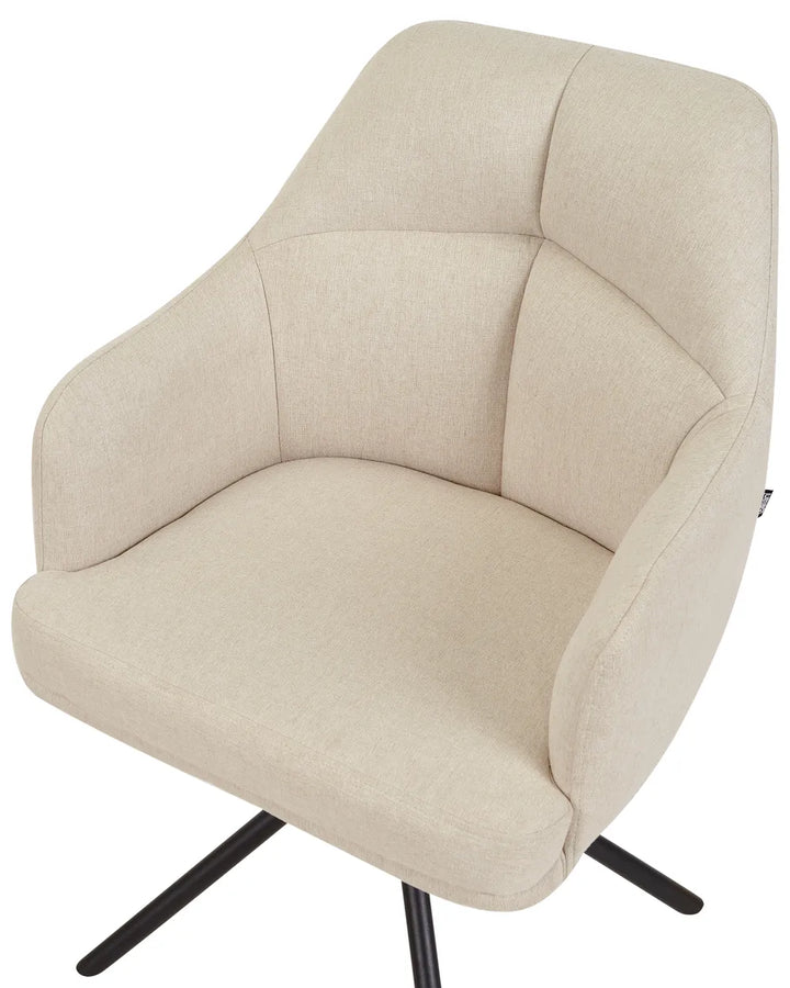 Set of 2 Dining Chairs Swivel Fabric Beige Guinna