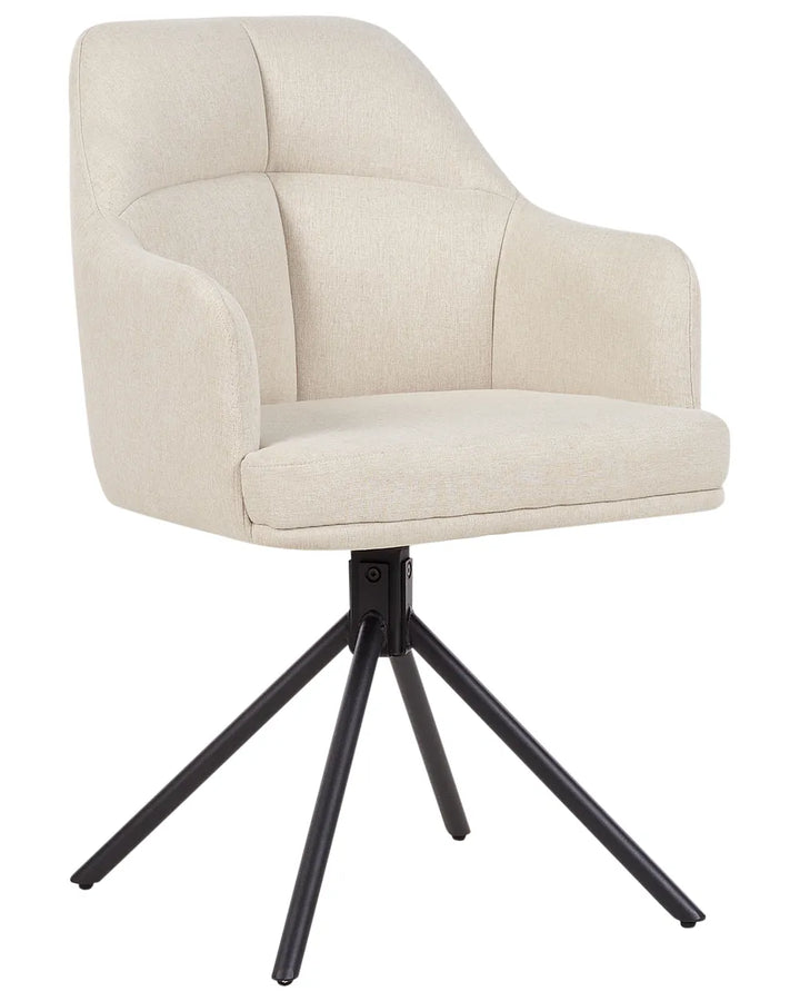 Set of 2 Dining Chairs Swivel Fabric Beige Guinna