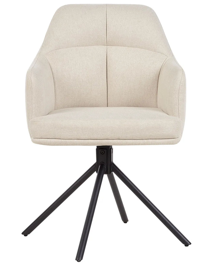 Set of 2 Dining Chairs Swivel Fabric Beige Guinna