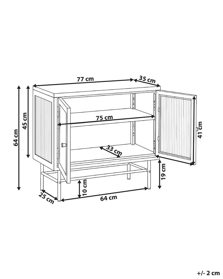 Glass Display Sideboard Metal 77 cm Golden Brown Rahn