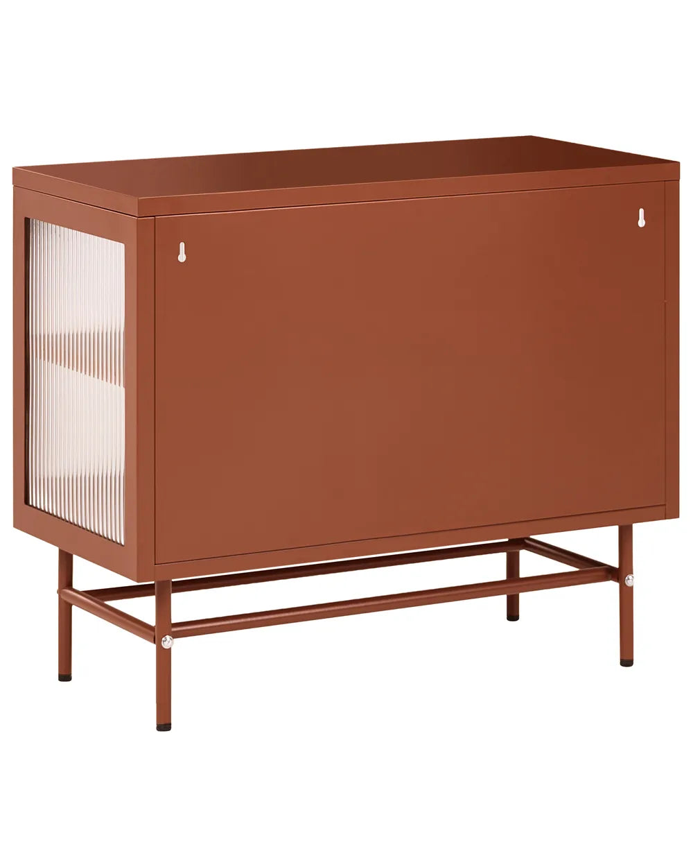 Glass Display Sideboard Metal 77 cm Golden Brown Rahn