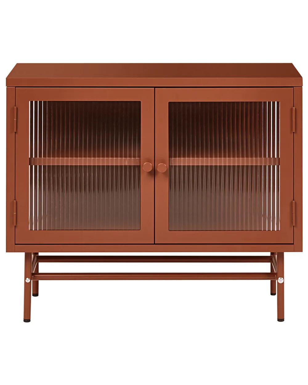 Glass Display Sideboard Metal 77 cm Golden Brown Rahn