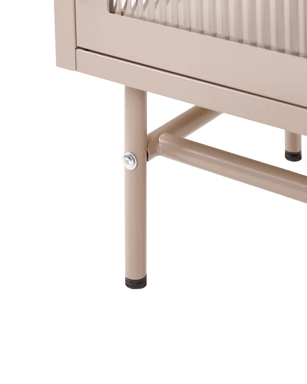 Glass Display Sideboard Metal 115 cm Beige Rahn