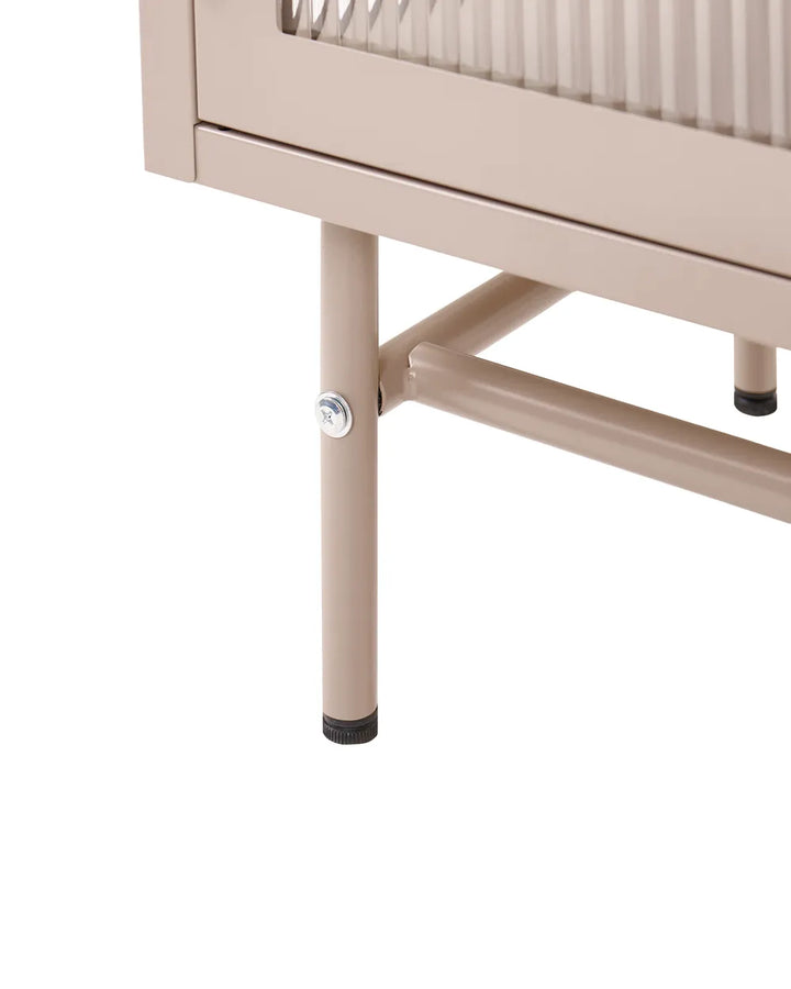 Glass Display Sideboard Metal 115 cm Beige Rahn