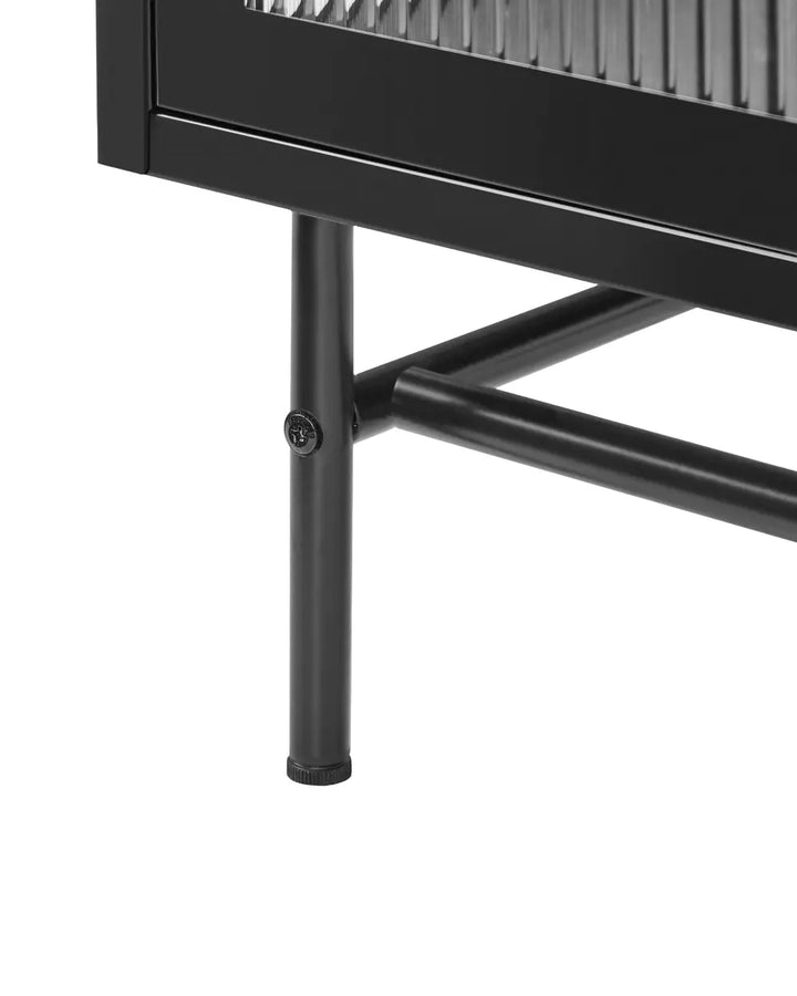 Glass Display Sideboard Metal 77 cm Black Rahn