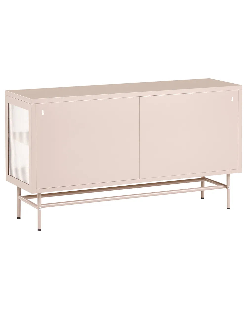 Glass Display Sideboard Metal 115 cm Beige Rahn