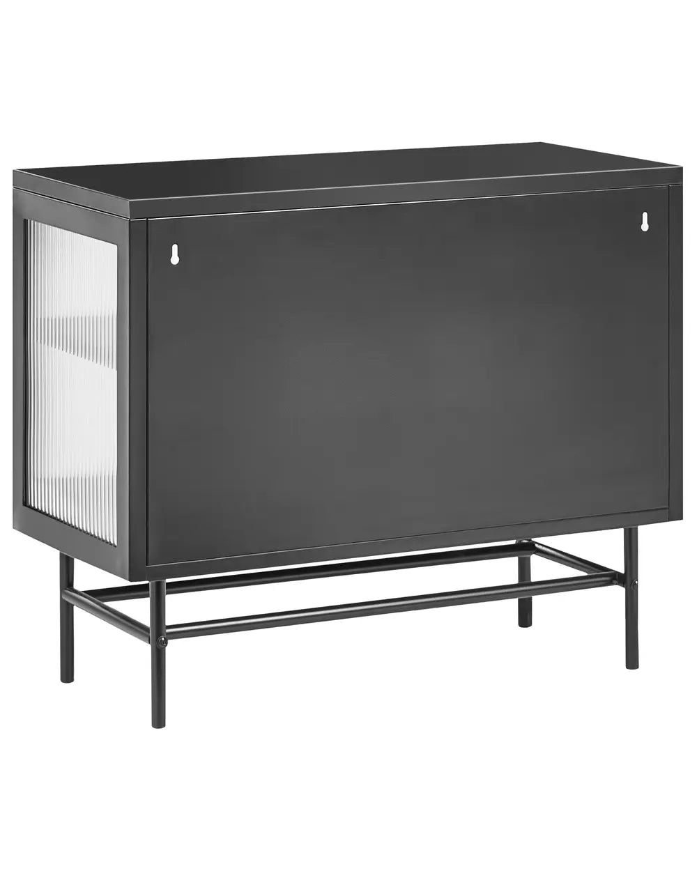 Glass Display Sideboard Metal 77 cm Black Rahn