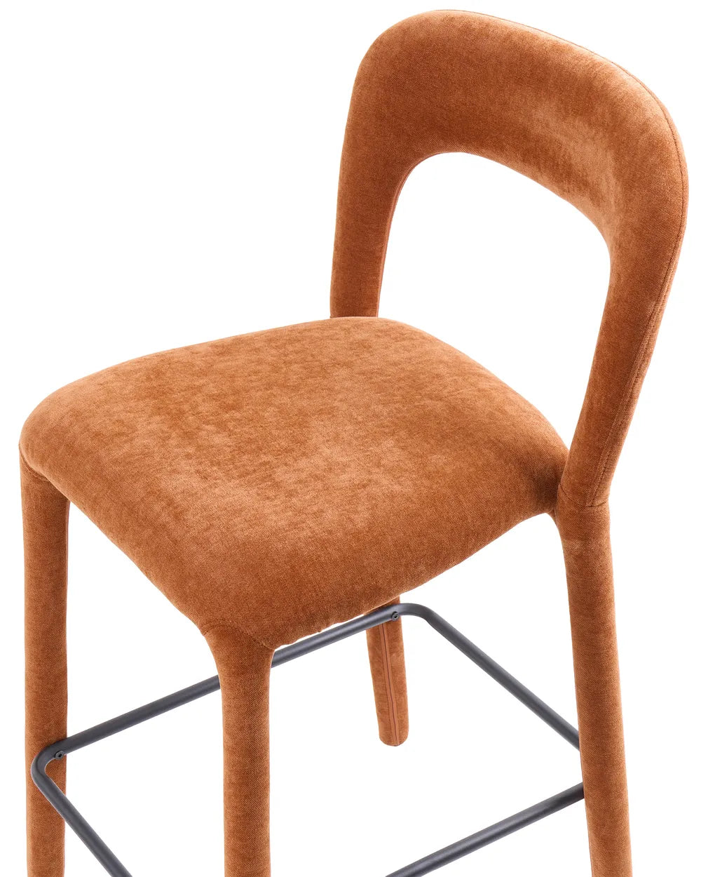 Set of 2 Bar Chairs Chenille Golden Brown Fiama
