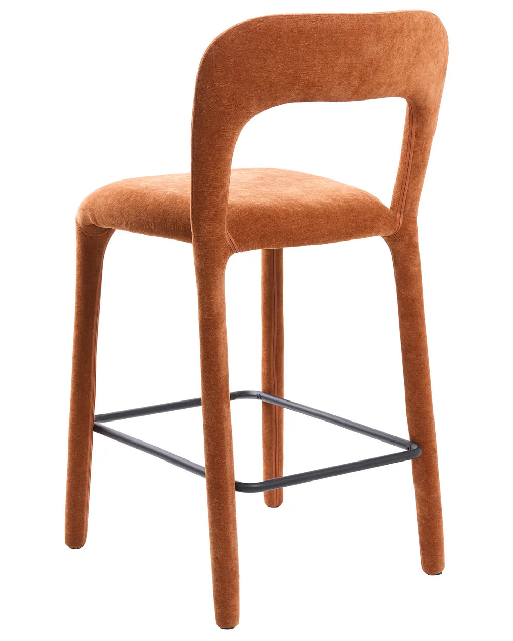 Set of 2 Bar Chairs Chenille Golden Brown Fiama