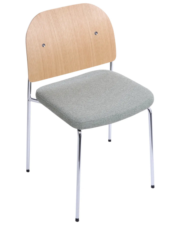 Set of 2 Dining Chairs Metal Green/ Light Brown Allencoe