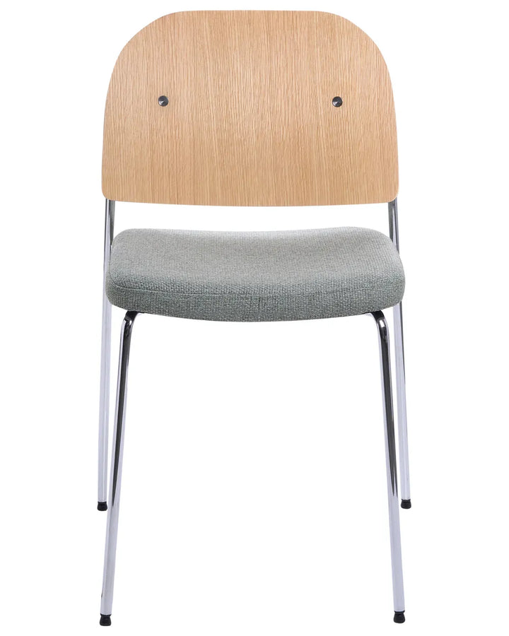 Set of 2 Dining Chairs Metal Green/ Light Brown Allencoe