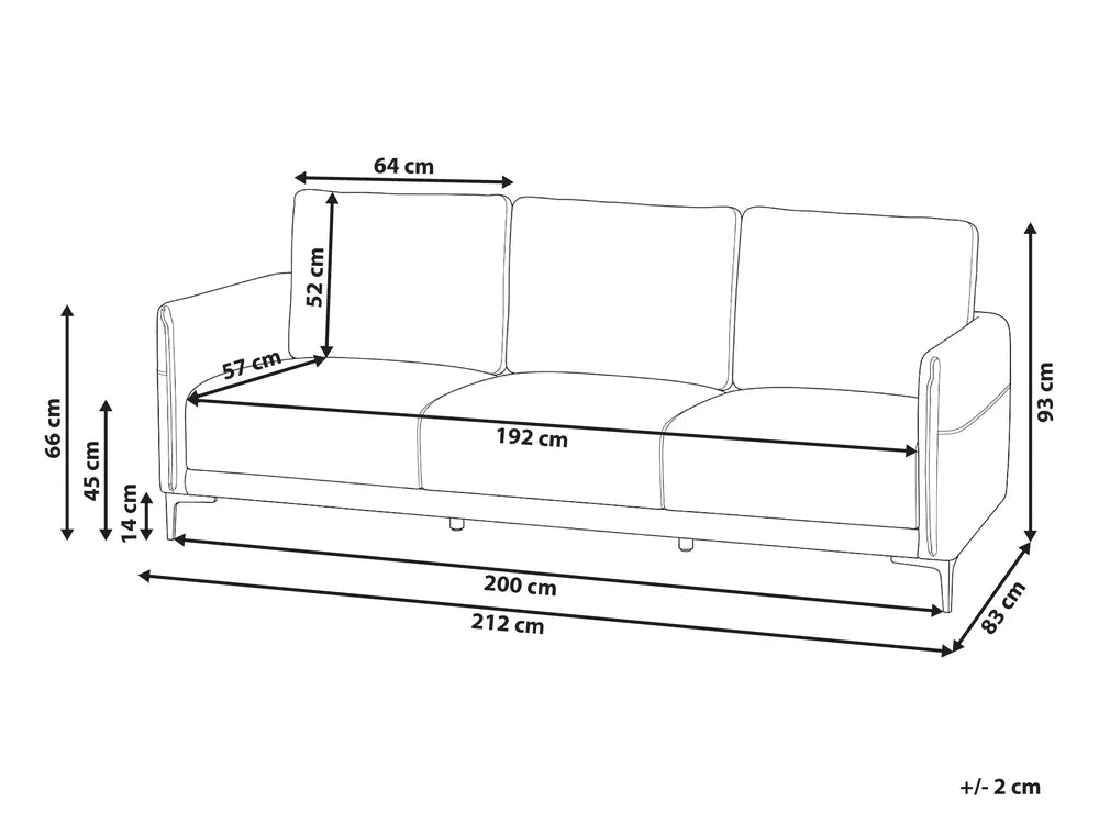 Sofa 3 Seater Fabric Black Doynton