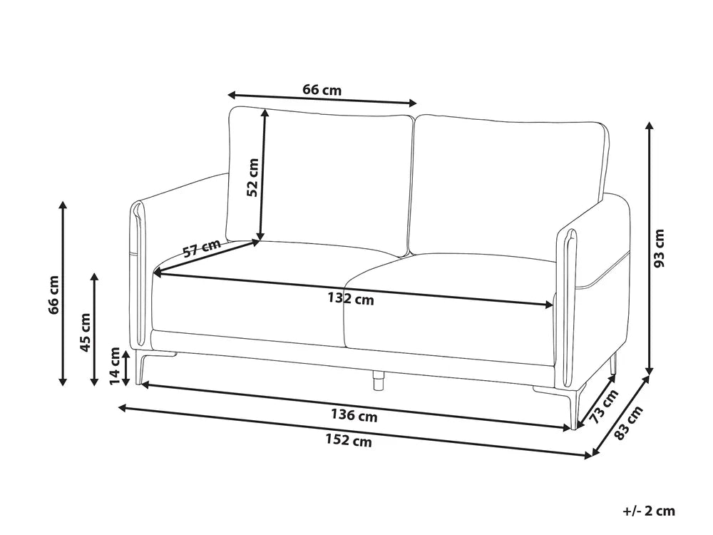 Sofa 2 Seater Fabric Black Doynton