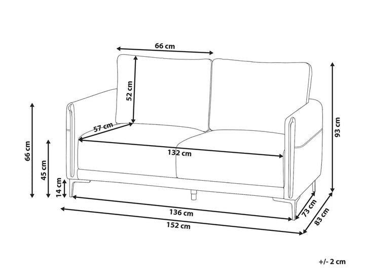 Sofa 2 Seater Fabric Black Doynton