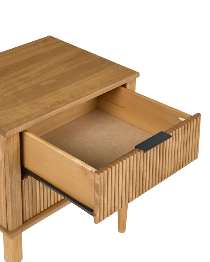 2 Drawer Bedside Table Pine Wood Light Brown Rufio