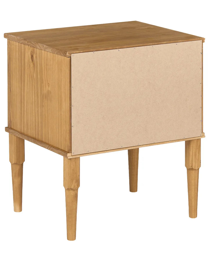 2 Drawer Bedside Table Pine Wood Light Brown Rufio