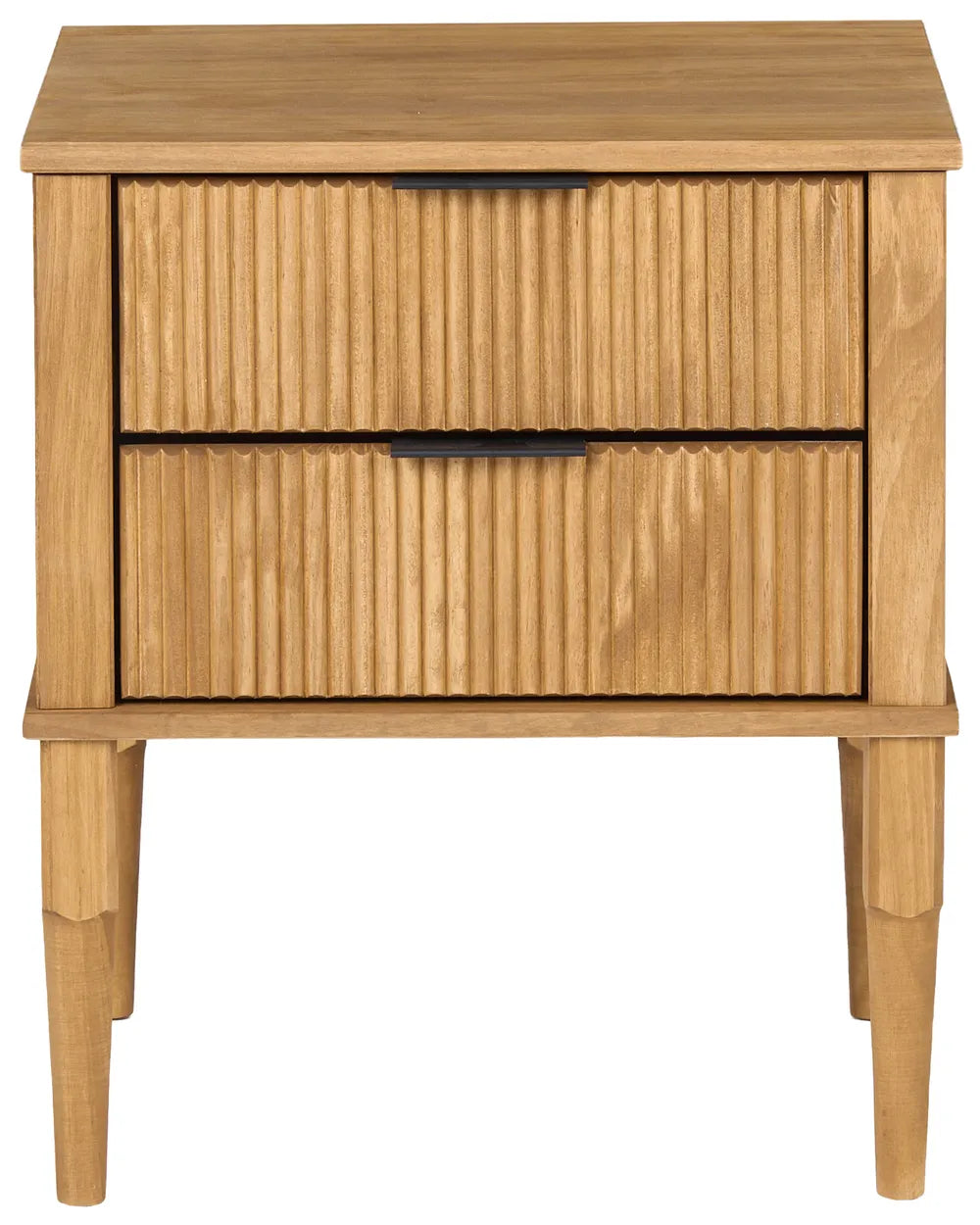 2 Drawer Bedside Table Pine Wood Light Brown Rufio