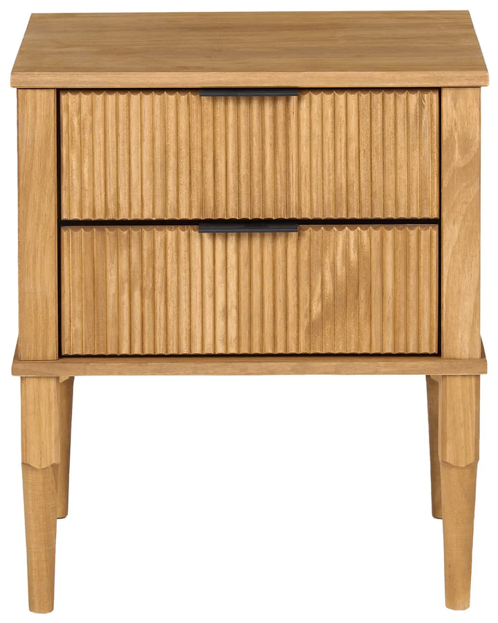 2 Drawer Bedside Table Pine Wood Light Brown Rufio