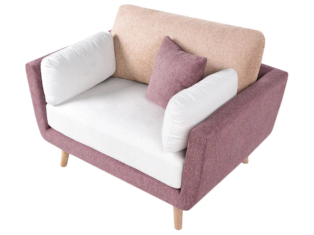 Living Room Set 4 Seater Fabric Pink Chira