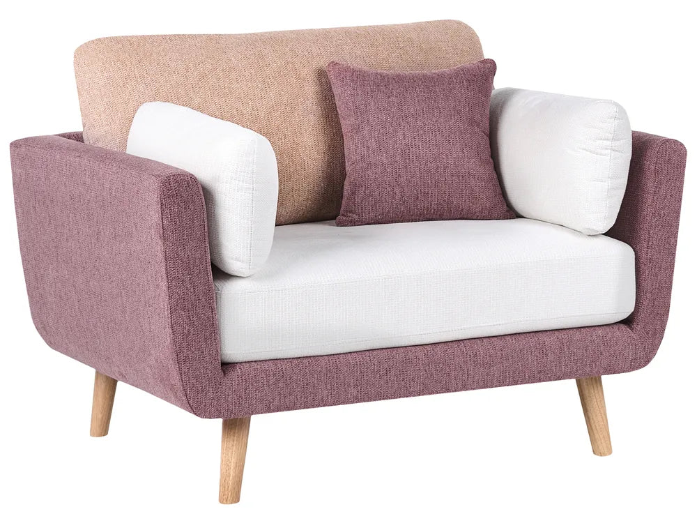 Living Room Set 4 Seater Fabric Pink Chira