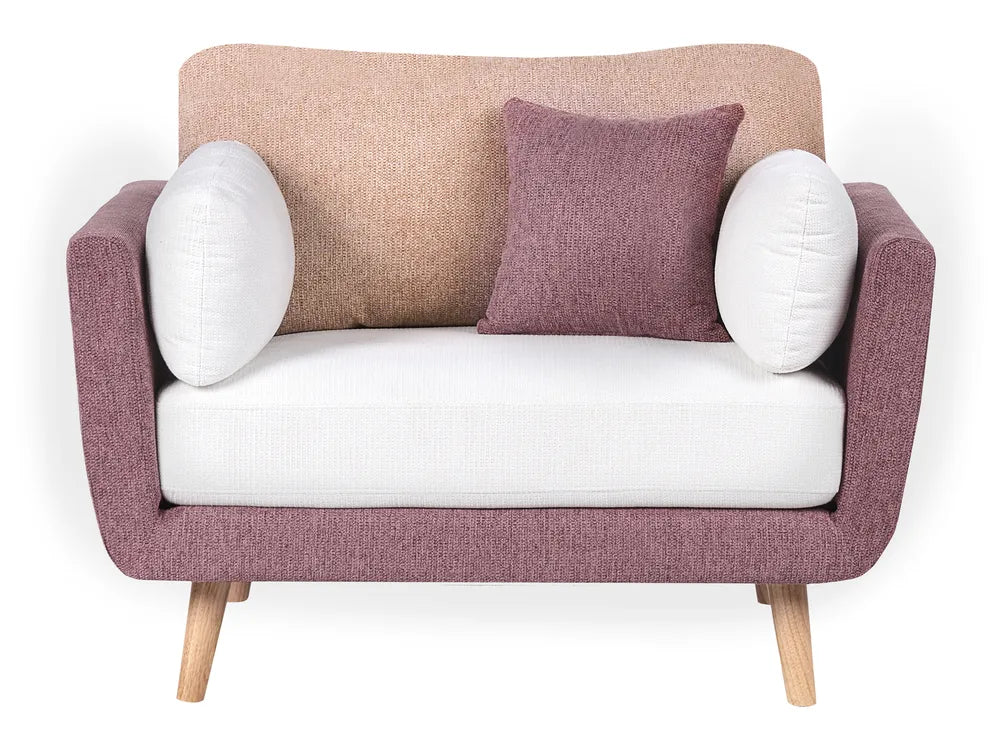 Living Room Set 4 Seater Fabric Pink Chira